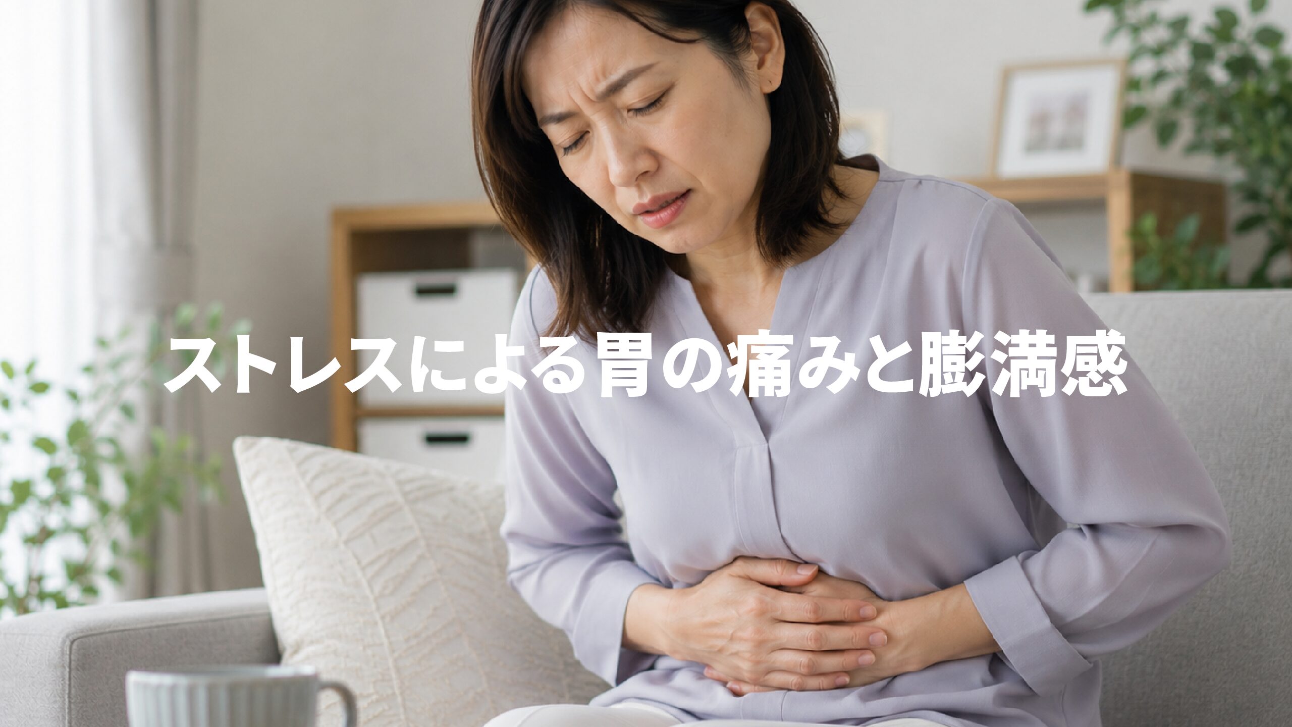 ストレスによる胃の痛みと膨満感