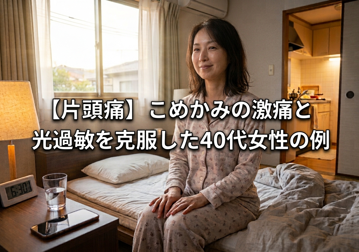 【片頭痛】こめかみの激痛と光過敏を克服した40代女性の例