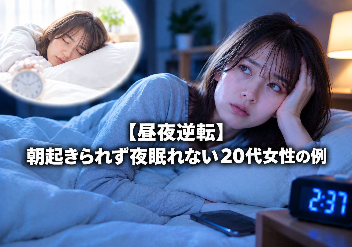 【昼夜逆転】朝起きられず夜眠れない20代女性の例