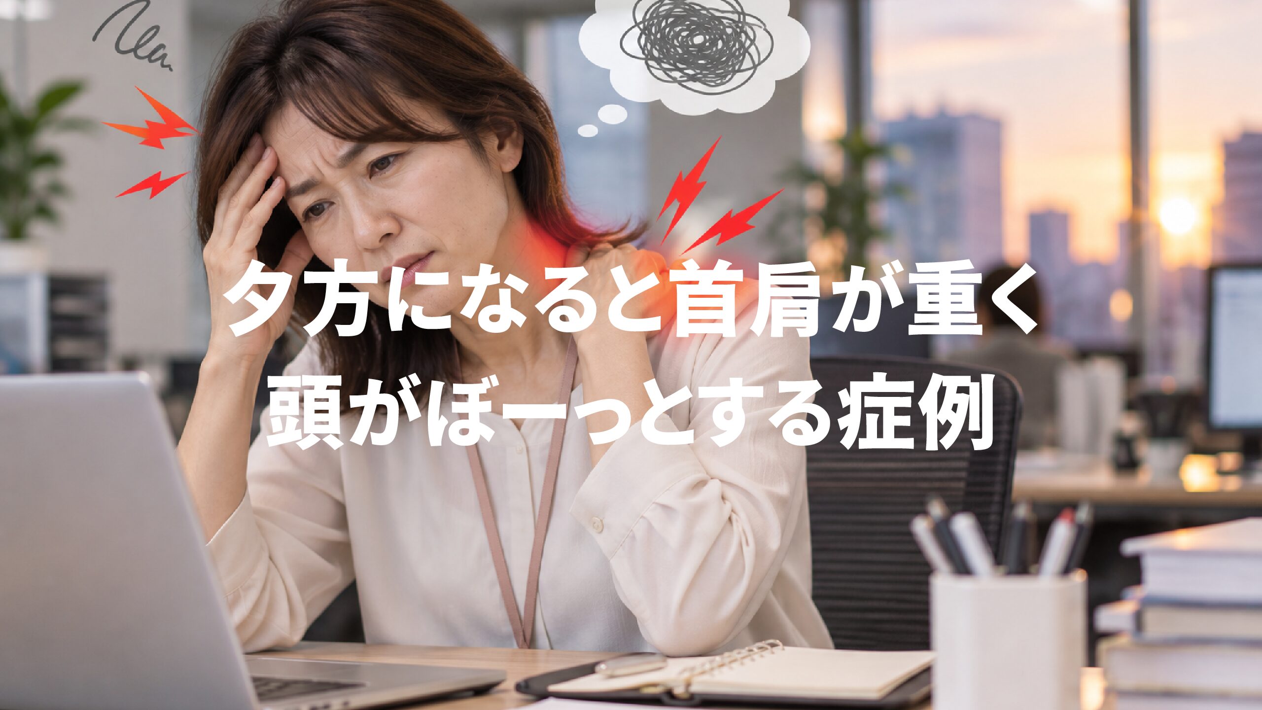 夕方になると首肩が重く頭がぼーっとする症例